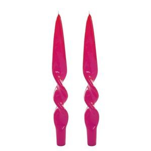 Clic Gallery  Lacquer Twist Candle Pair- Fuchsia